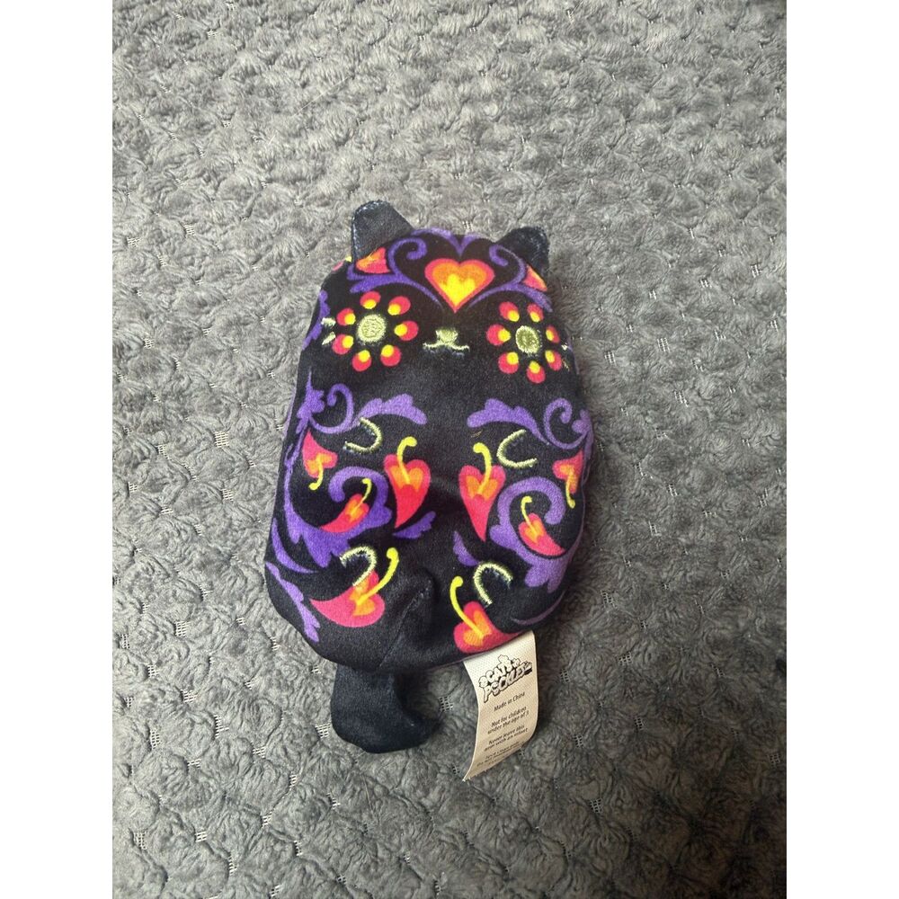 Black Colorful Day of the Dead Día de los Muertos Cat Stuffed Animal 5 Inch
